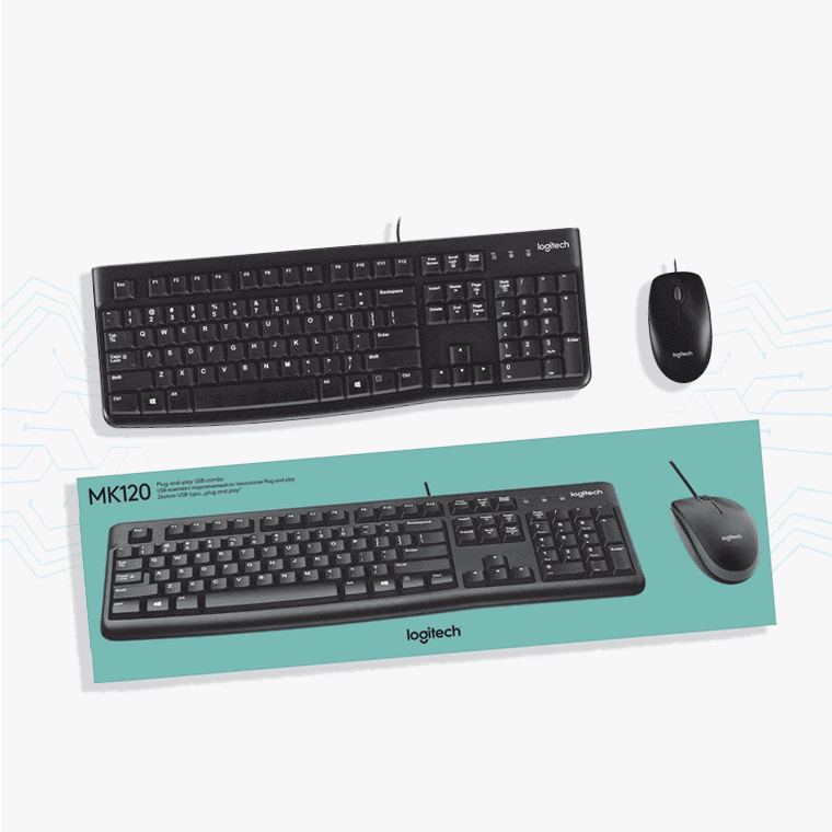 COMBO TECLADO, MOUSE LOGITECH MK120 CLASSIC USB