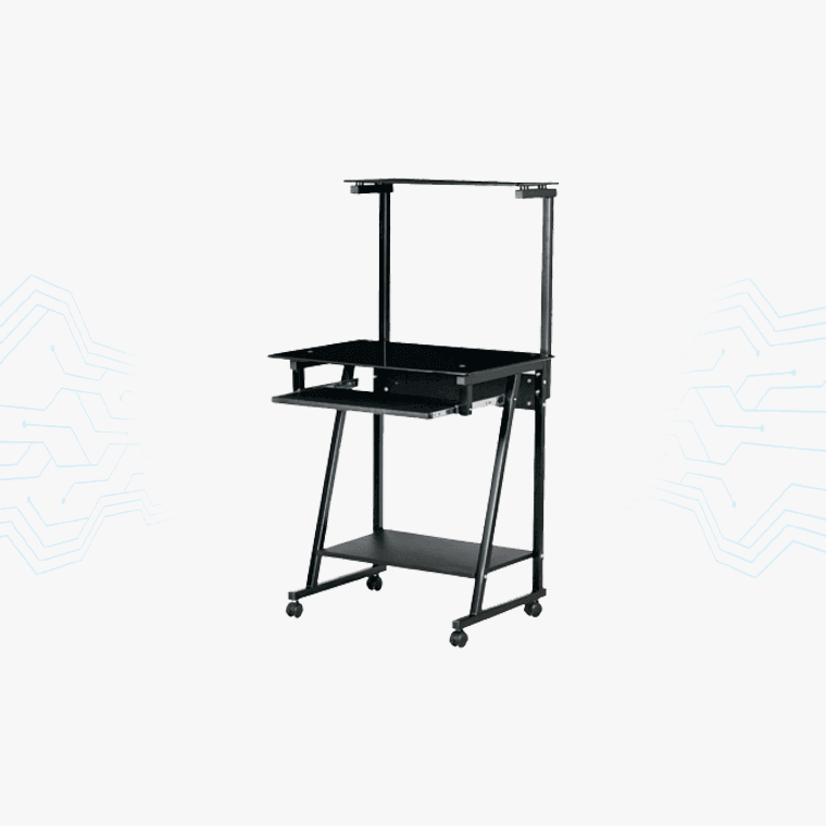 MESA PARA PC MIXTA MAJESTIC DE VIDRIO Y MADERA