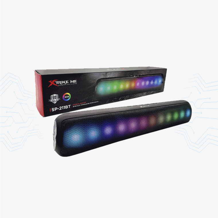 PARLANTE GAMER RGB WIRELESS BLUETOOTH XTRIKE ME SP-211BT