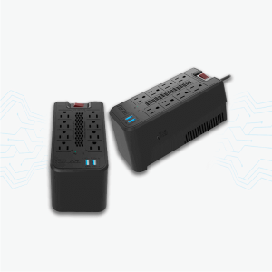 REGULADOR DE VOLTAJE FORZA 8 TOMAS CON 2 PUERTOS USB 1200VA 600W