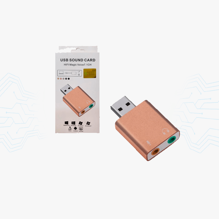 TARJETA DE SONIDO USB 2.0 METALIZADA 2 ENTRADAS ANERA