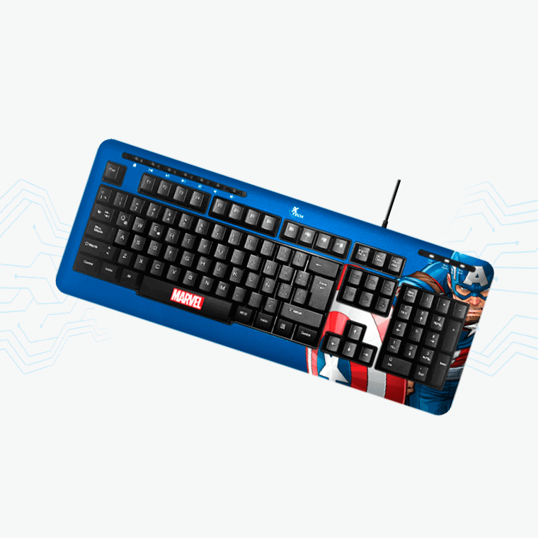 TECLADO XTECH MARVEL CAPITAN AMERICA USB MULTIMEDIA