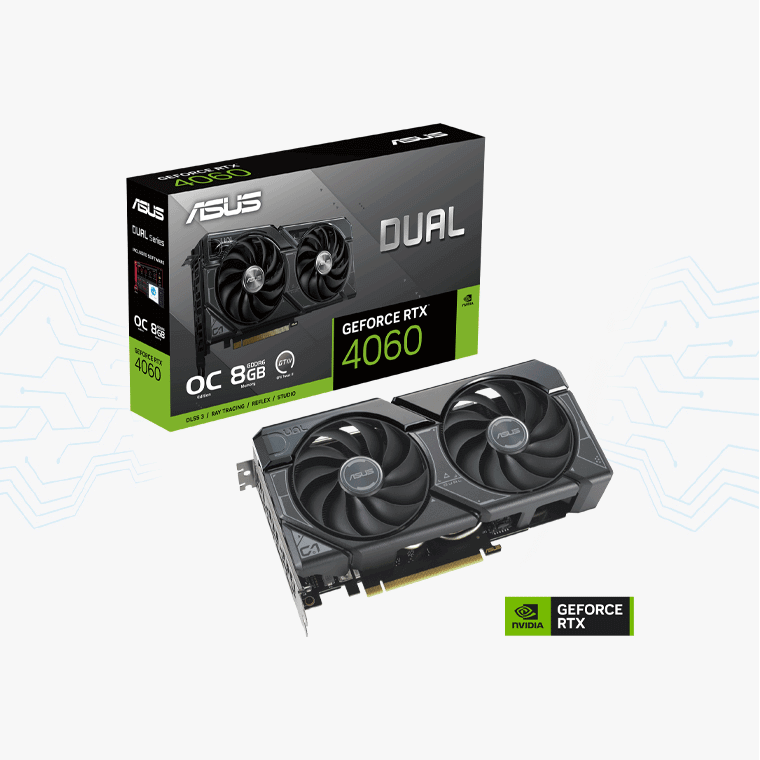TARJETA DE VIDEO ASUS DUAL GEFORCE RTX-4060 OC 8GB GDDR6 128BITS