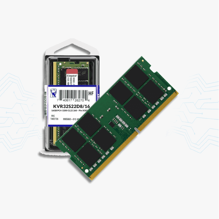 SO DIMM KINGSTON 16GB 1RX16 2G 64BIT PC4-3200 CL22 260-PIN