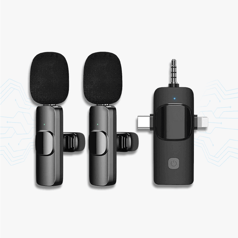 MICROFONO CORBATERO DOBLE CON PUERTOS 3.5MM/TIPO C/IPHONE