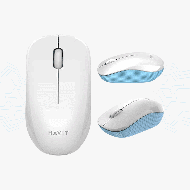 MOUSE HAVIT WIRELESS BLANCO CELESTE