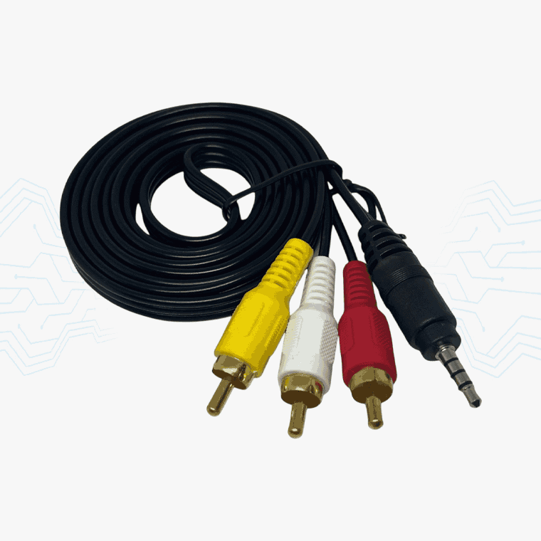 CABLE AUDIO TRIPOLAR ANERA 3.5 MACHO A 3 RCA MACHO 1.5 MTS