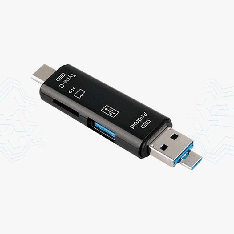 LECTOR DE TARJETAS 5 EN 1 PLUG TIPO C Y USB/ CARD-5 EN 1