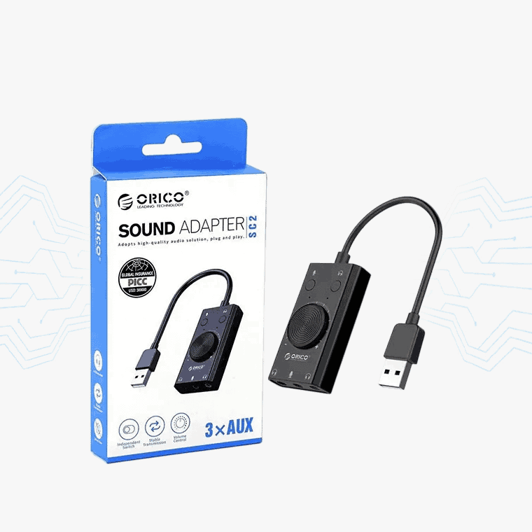 TARJETA DE SONIDO USB EXTERNA CONTROL VOLUMEN / ORICO-SC2-BK-BP