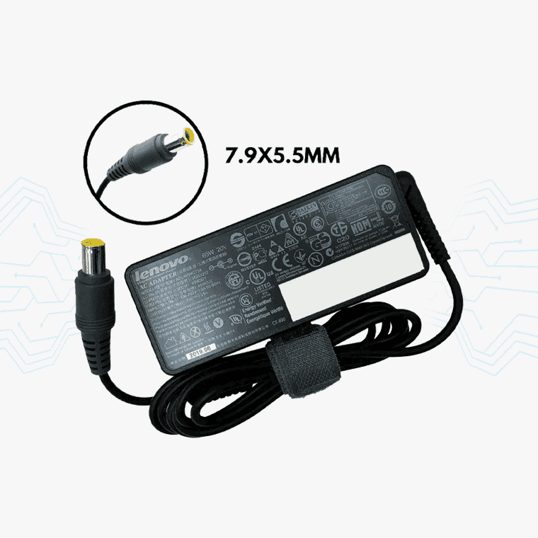 CARGADOR LAPTOP 20V 3.25A PUNTA GRUESA LENOVO NEGRA